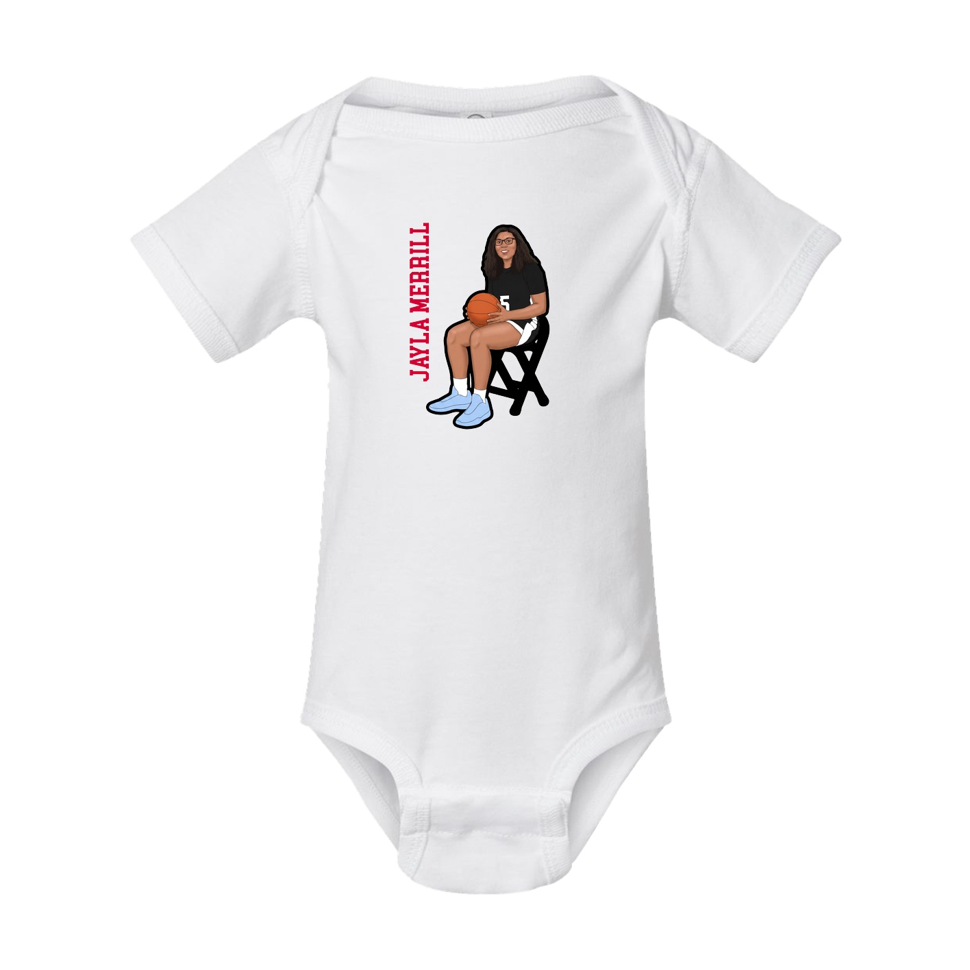 Baby Onesie — Name Vertical in White