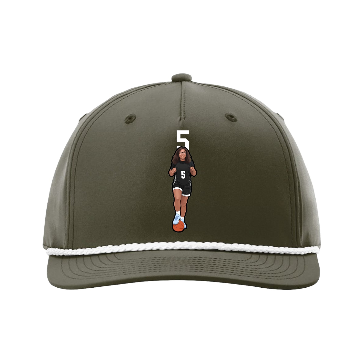 Five-Panel Classic Rope Cap — Number Top in Green