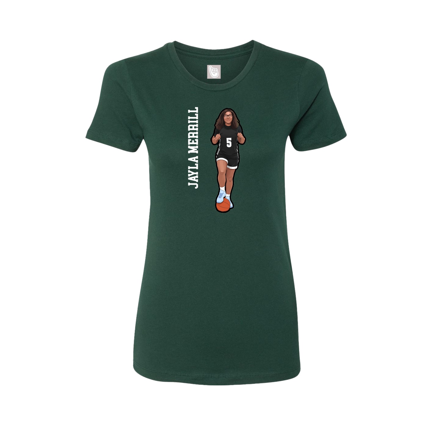 Womens Tee — Name Vertical in Green