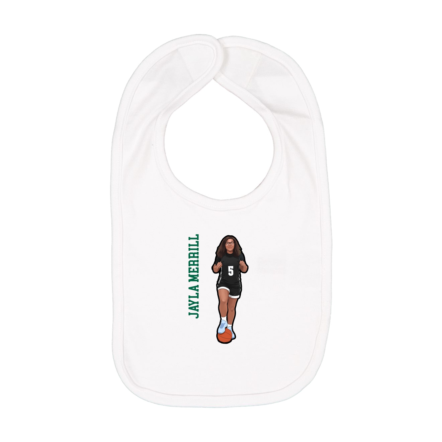 Infant Bib — Name Vertical in White