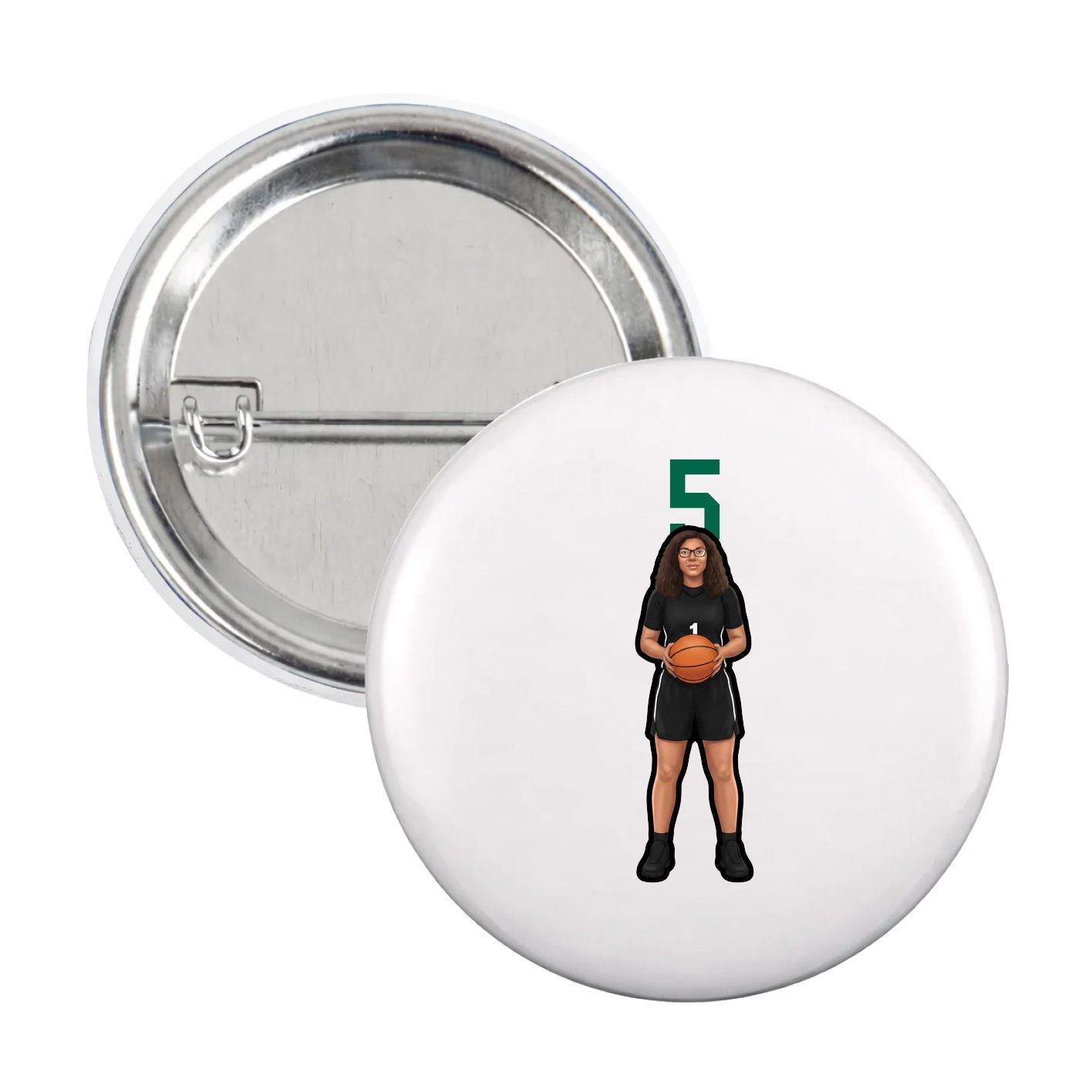 Game Day Button — Number Top in White