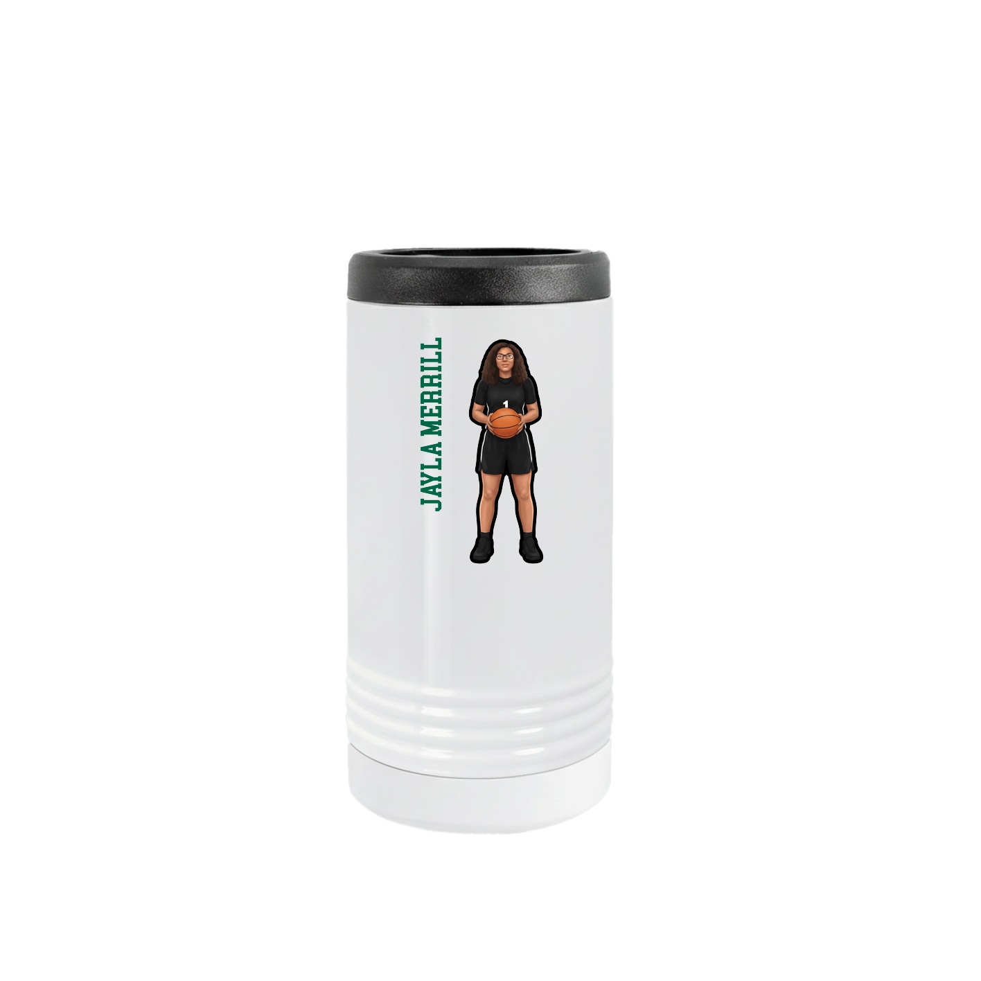 Slim Beverage Holder — Name Vertical in White