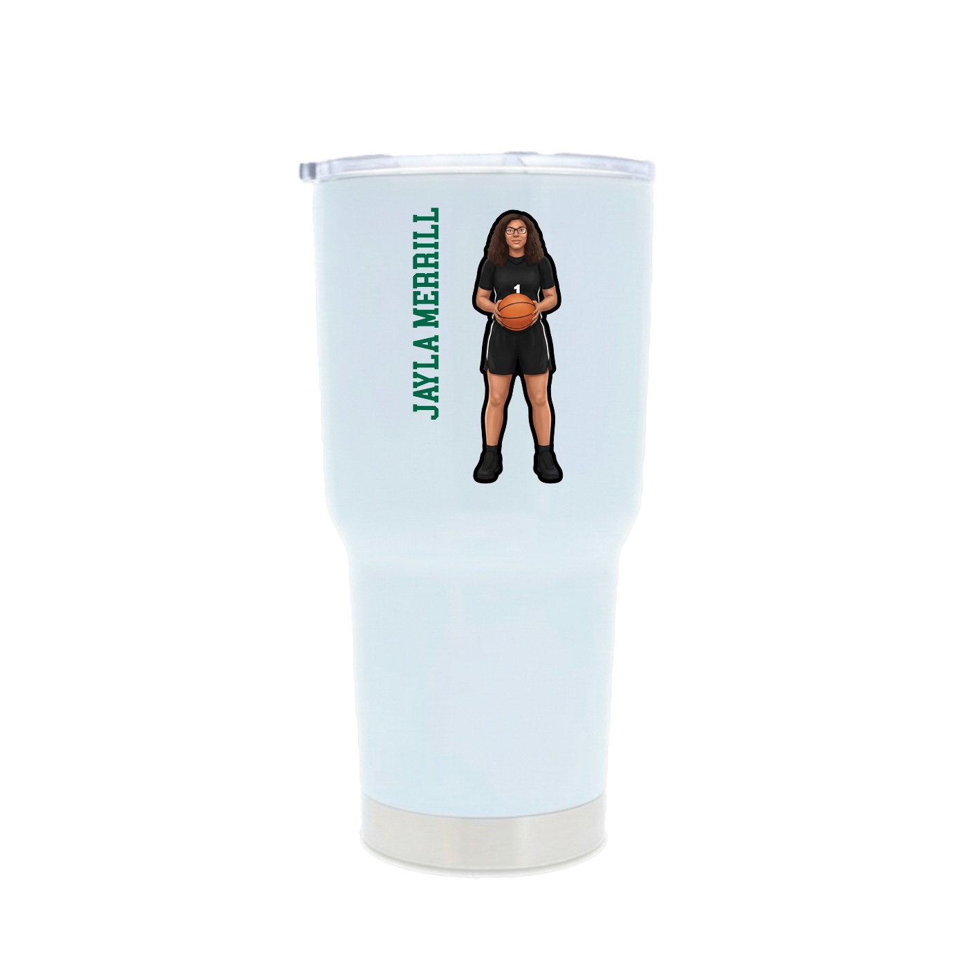 30oz Stainless Steel Tumbler — Name Vertical in White