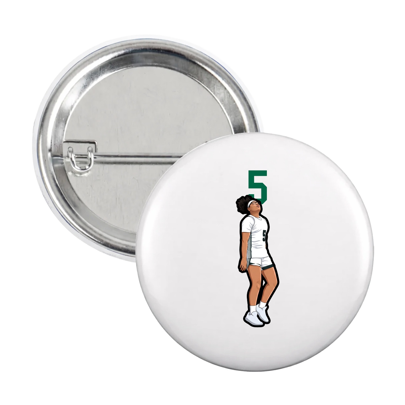Game Day Button — Number Top in White