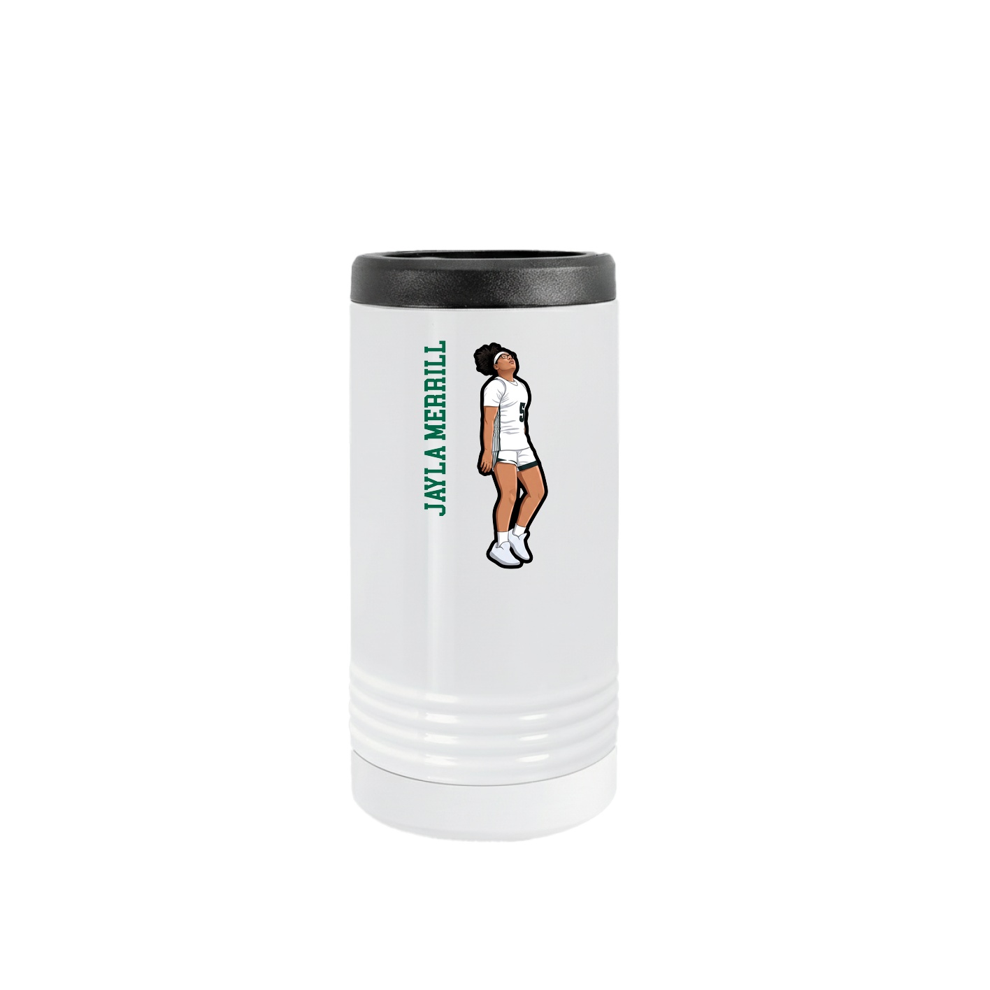 Slim Beverage Holder — Name Vertical in White