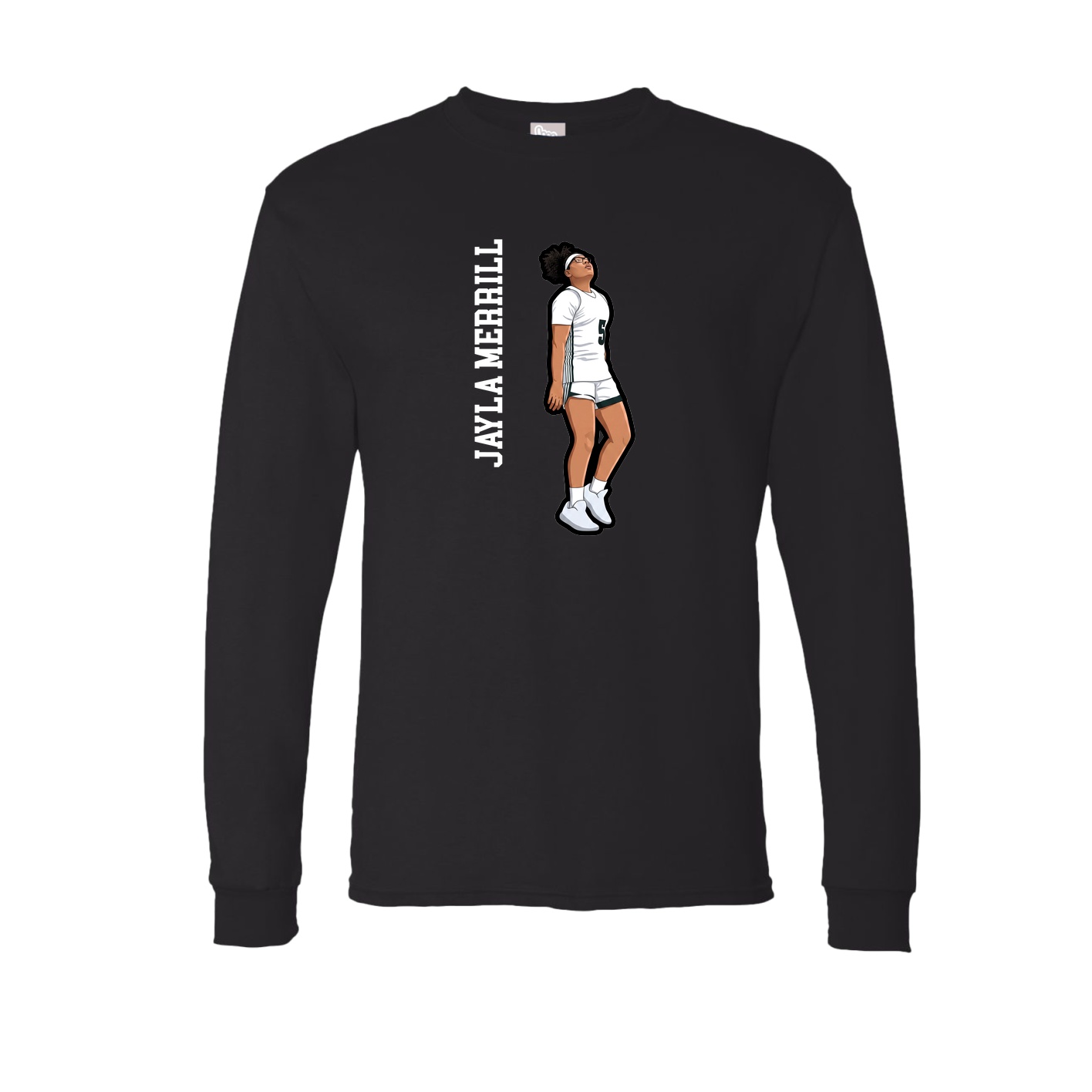 Long Sleeve Tee — Name Vertical in Black