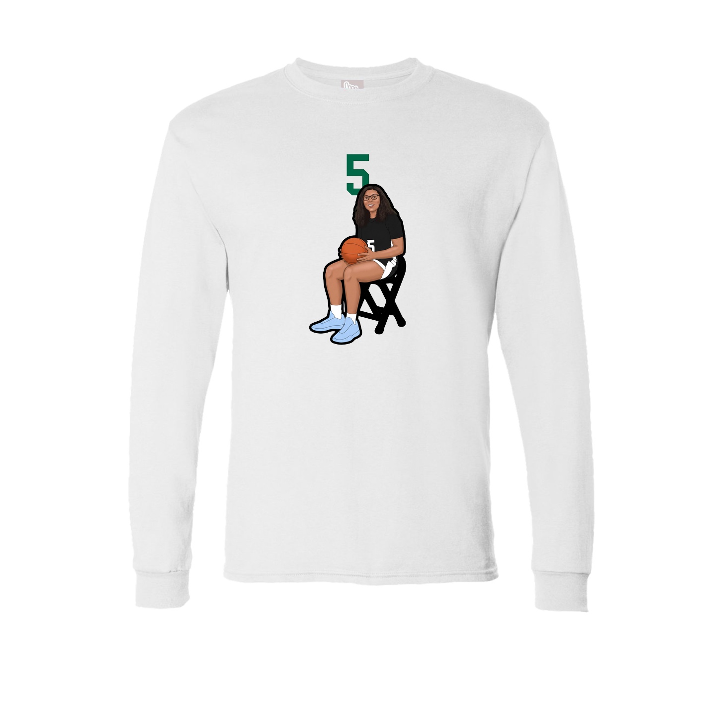 Long Sleeve Tee — Number Top in White