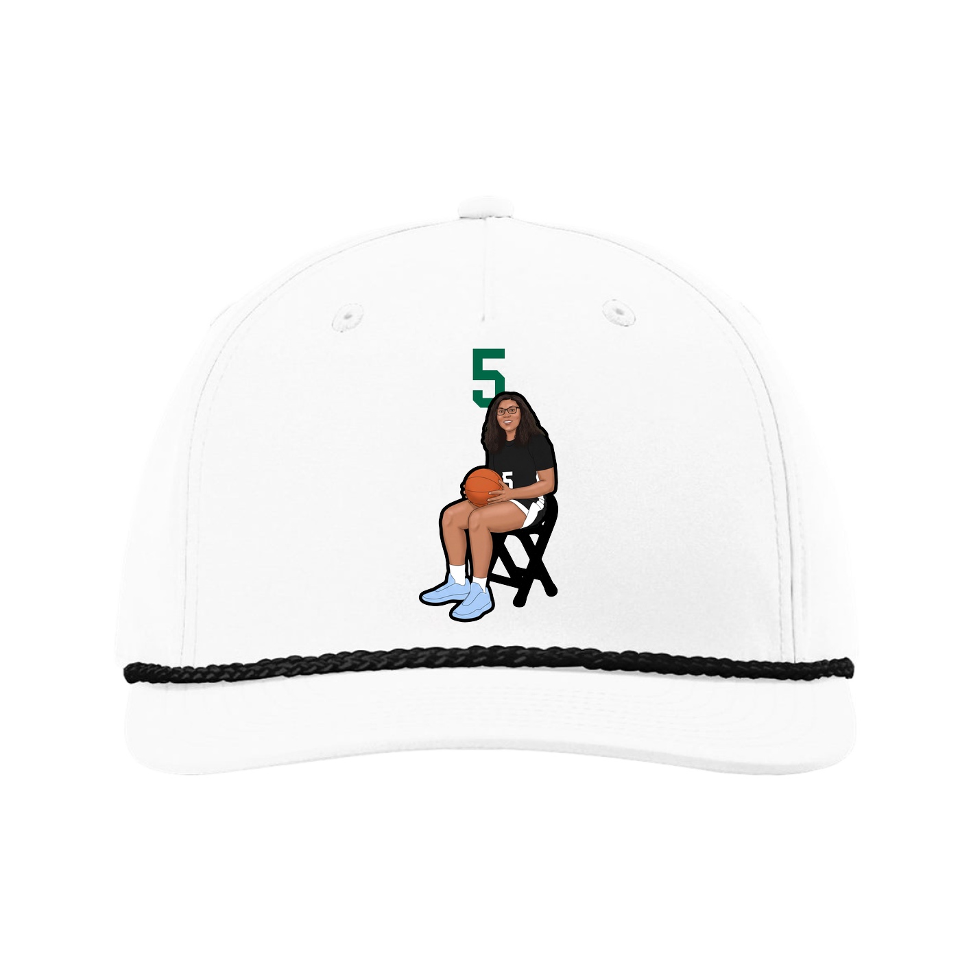 Five-Panel Classic Rope Cap — Number Top in White