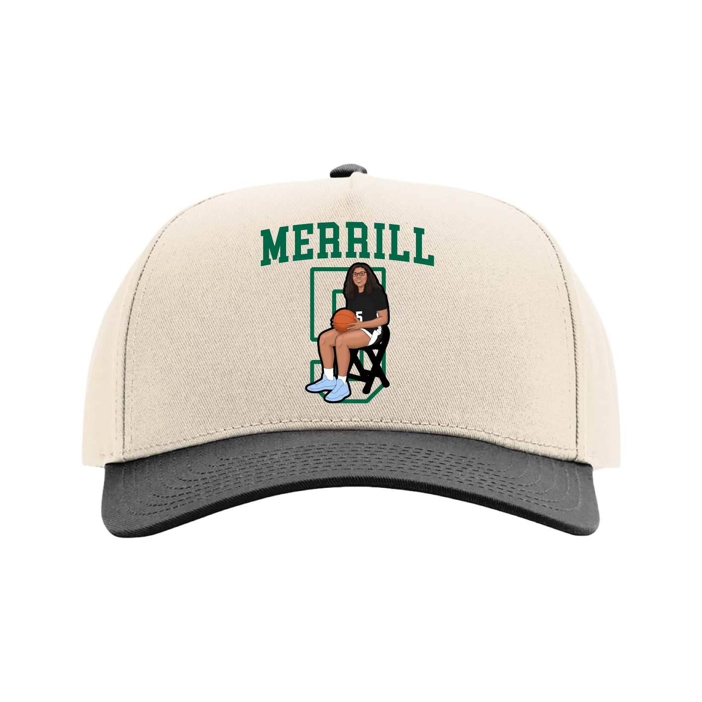 Full Fabric Five-Panel Champ Cap — Shirsey in Cream/Black