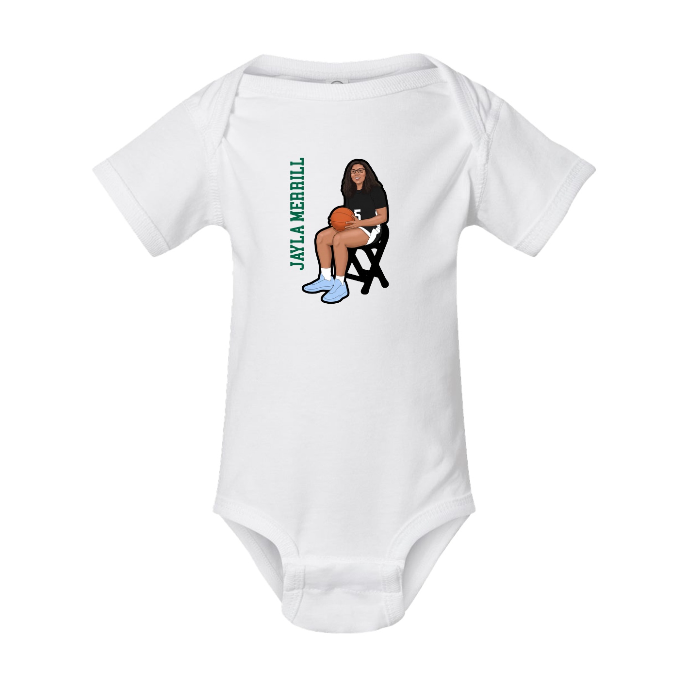 Baby Onesie — Name Vertical in White