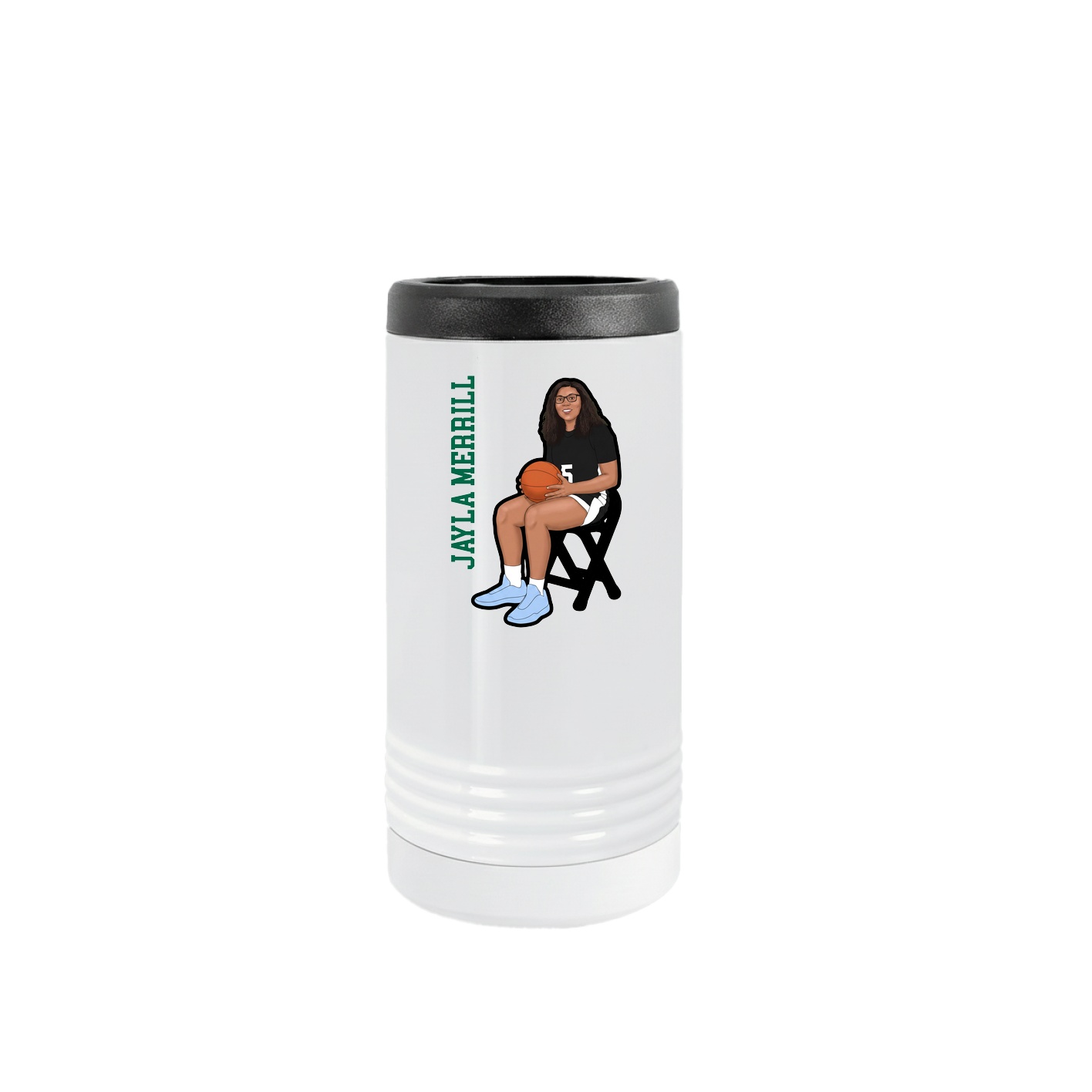 Slim Beverage Holder — Name Vertical in White