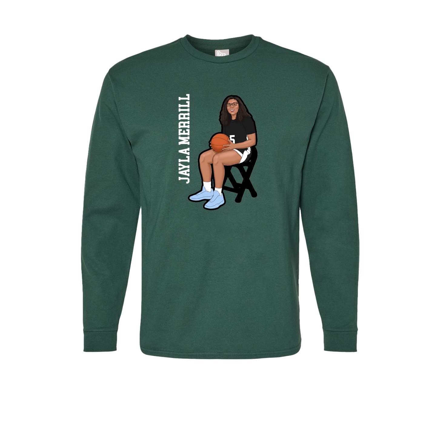 Long Sleeve Tee — Name Vertical in Green