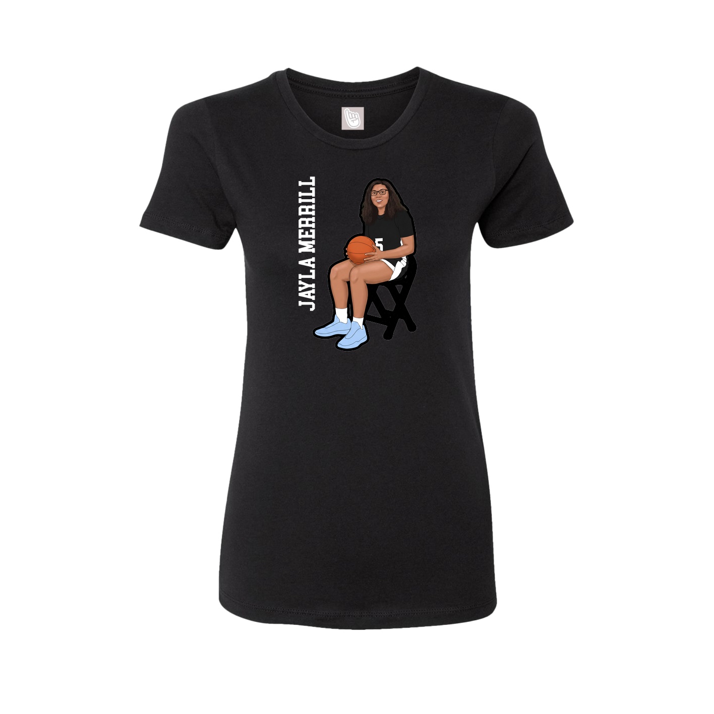 Womens Tee — Name Vertical in Black