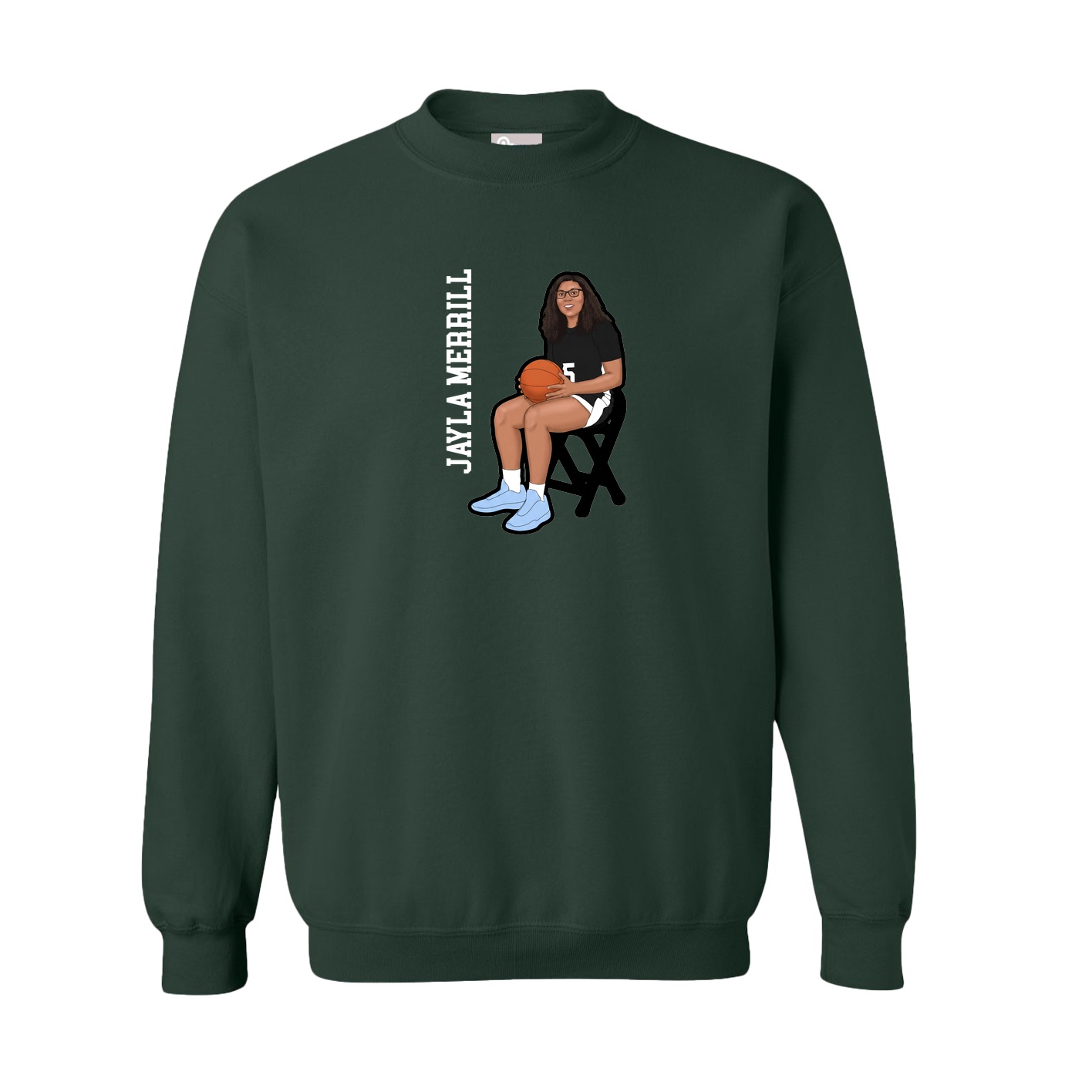 Fleece Crew — Name Vertical in Green