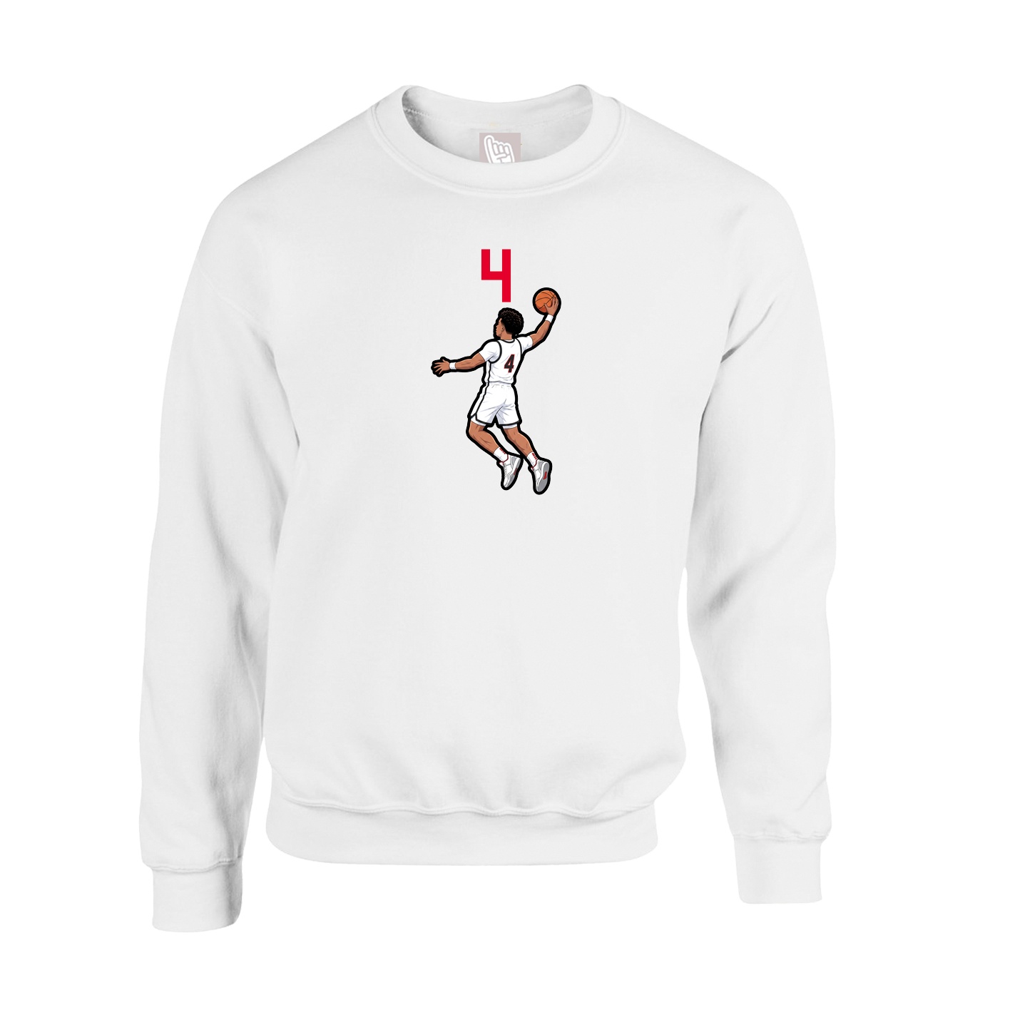 Fleece Crew — Number Top in White