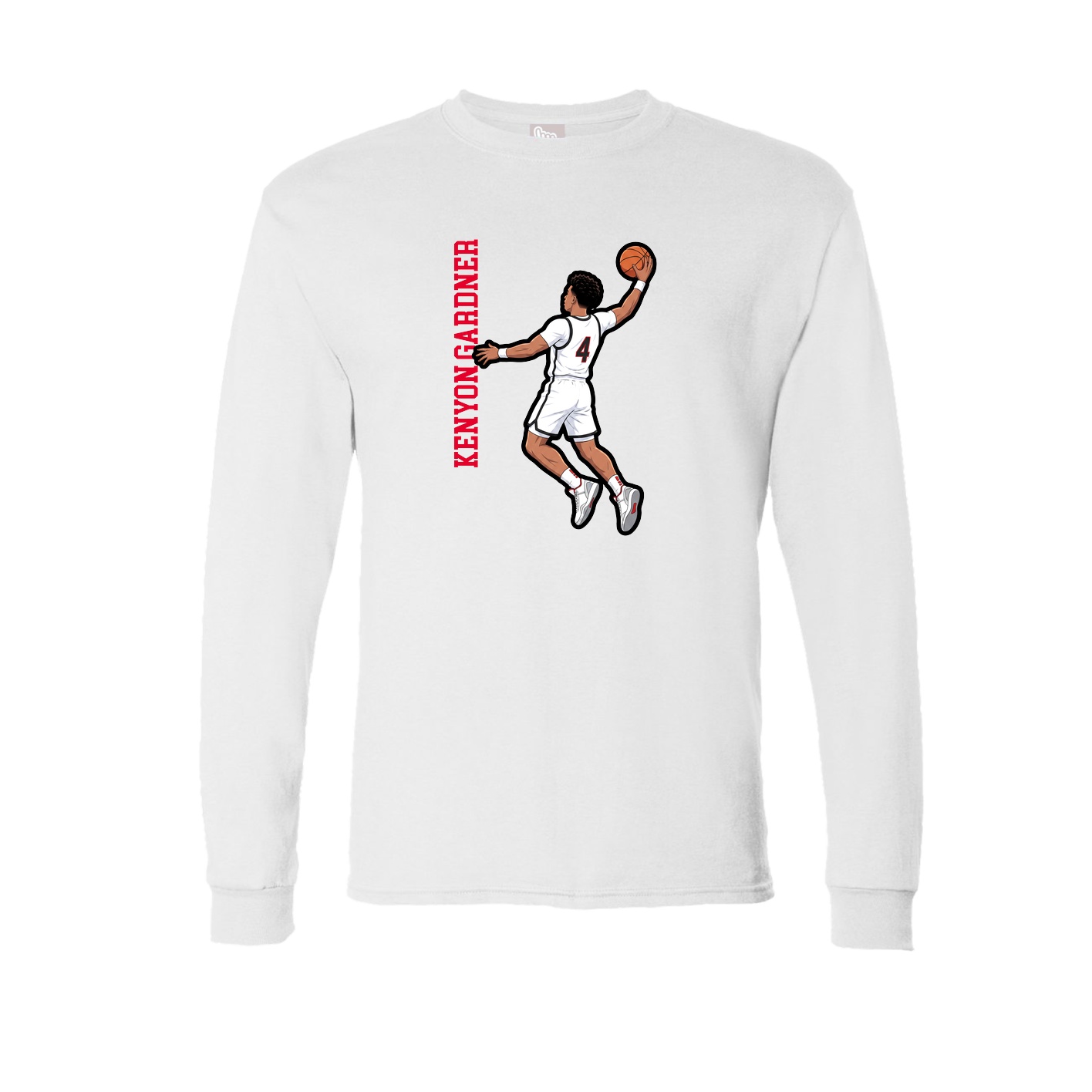 Long Sleeve Tee — Name Vertical in White