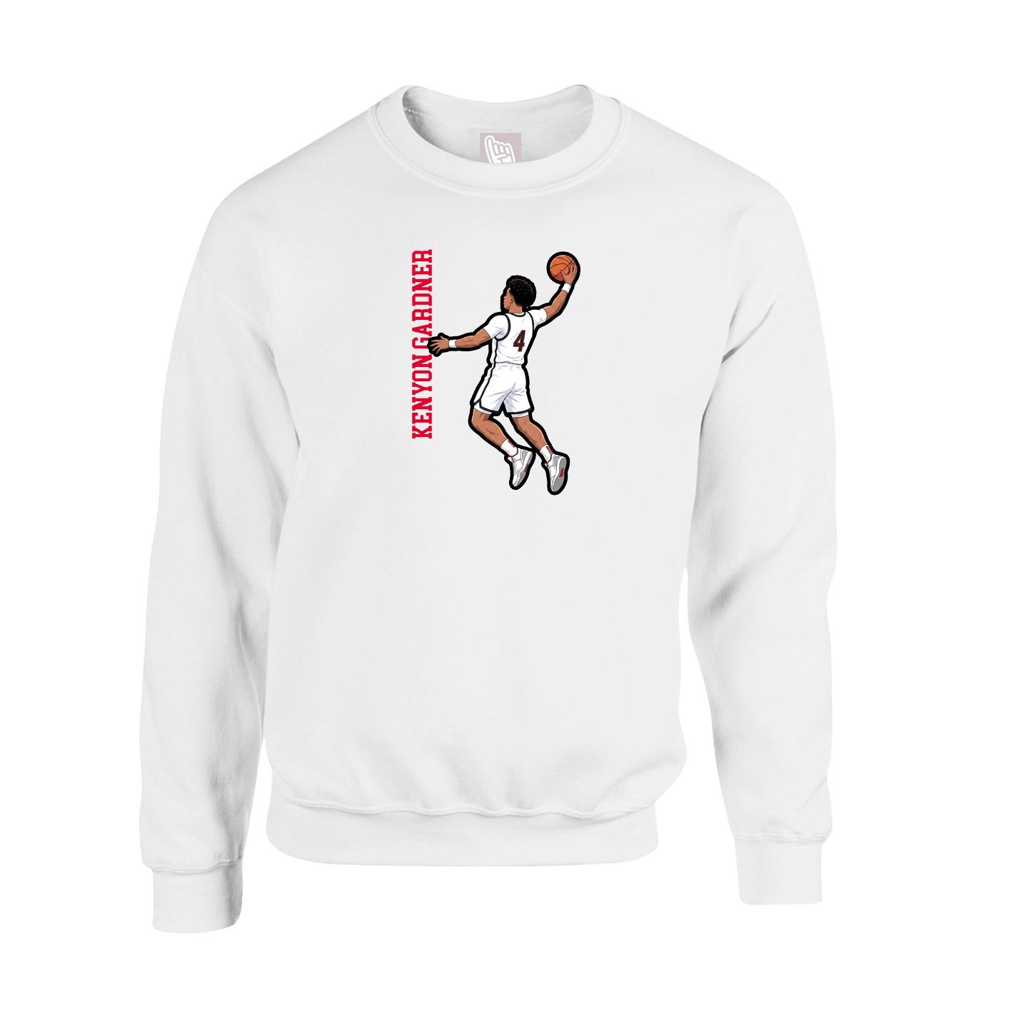 Fleece Crew — Name Vertical in White
