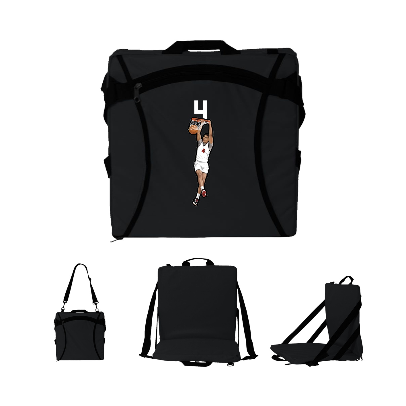 Folding Stadium Seat — Number Top in Black