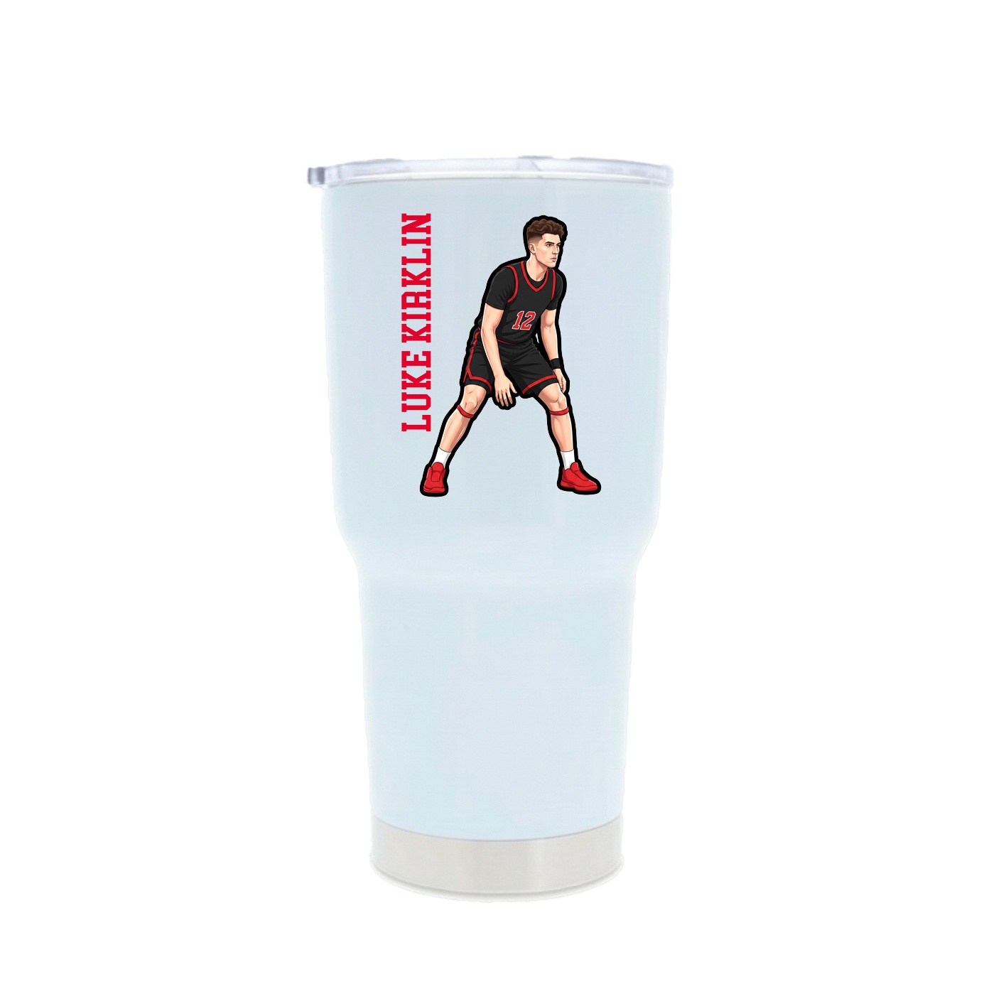 30oz Stainless Steel Tumbler — Name Vertical in White