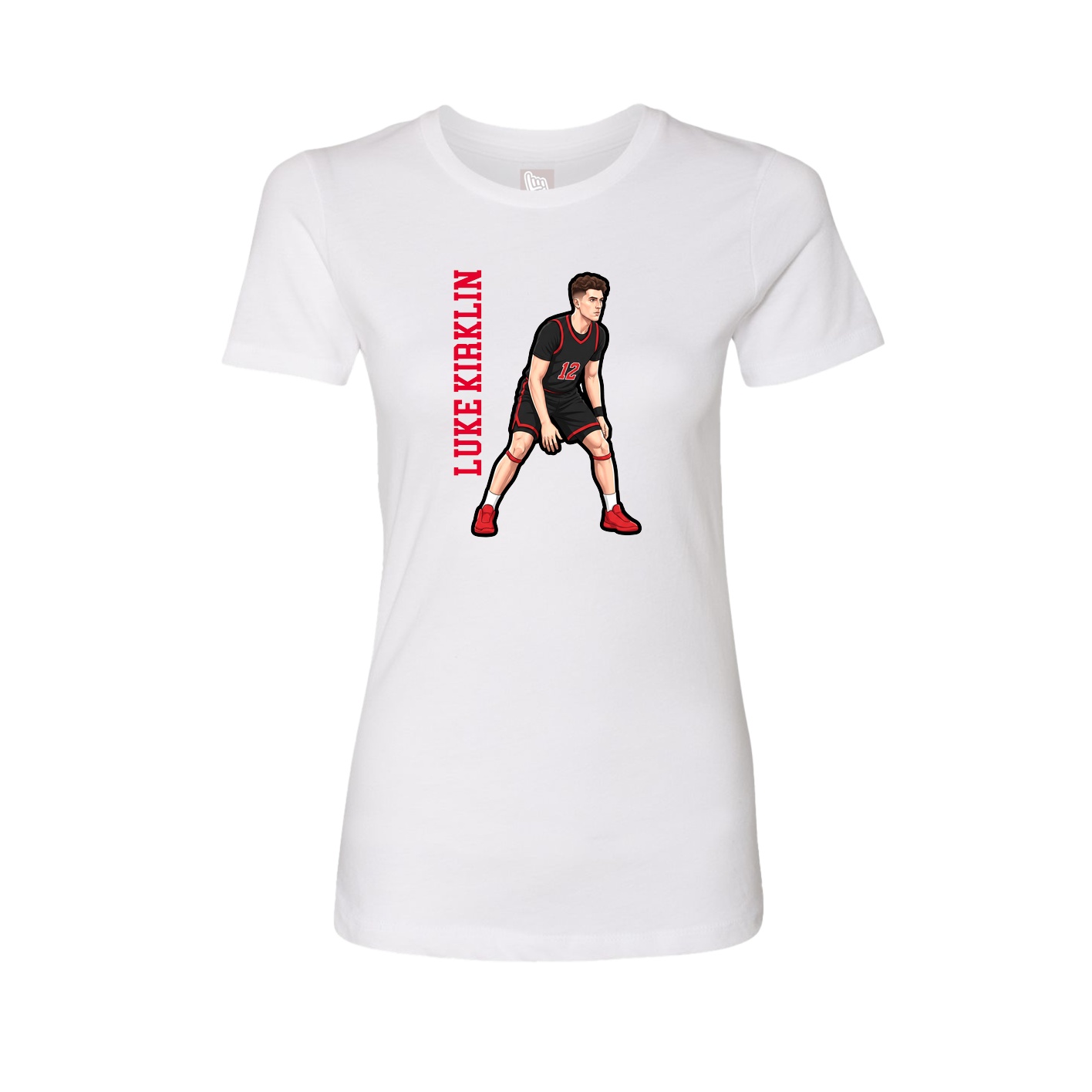 Fitted Women's Tee — Name Vertical in White