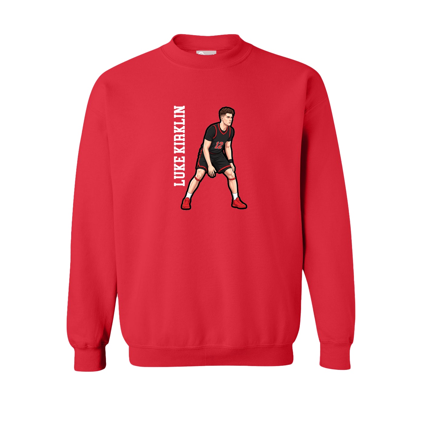 Fleece Crew — Name Vertical in Red