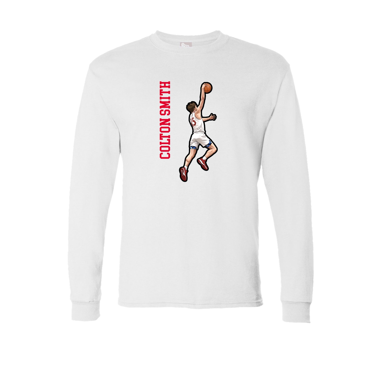 Long Sleeve Tee — Name Vertical in White