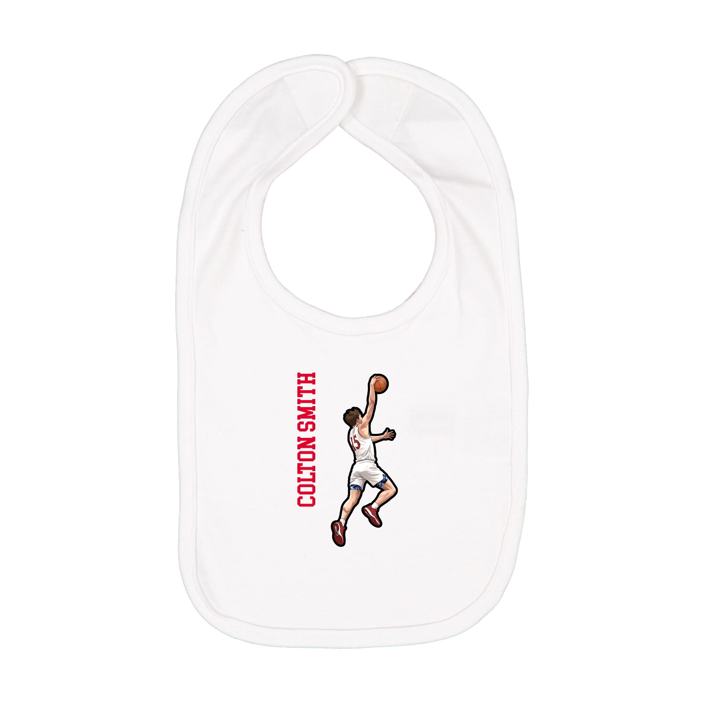 Infant Bib — Name Vertical in White