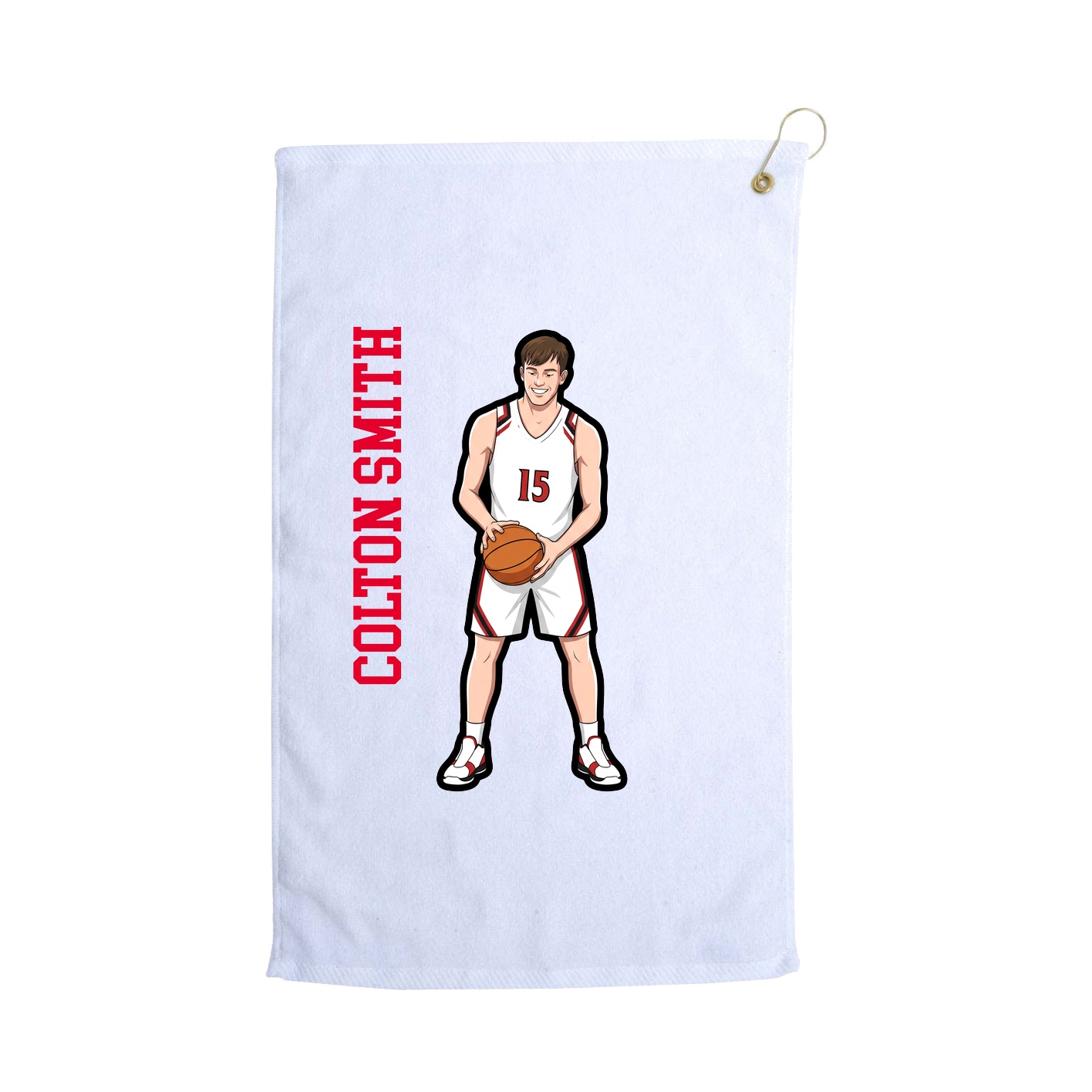 Golf Towel — Name Vertical in White