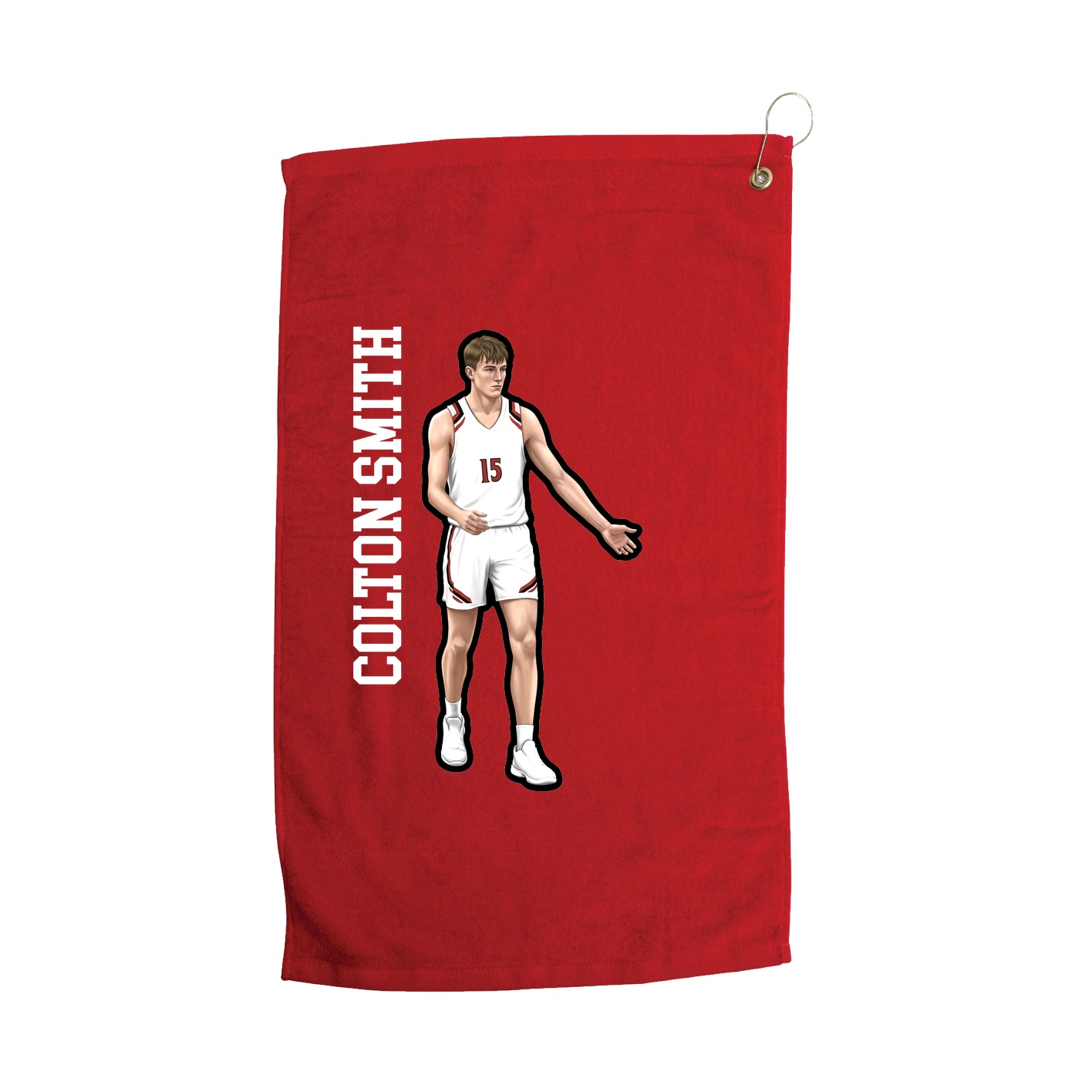 Golf Towel — Name Vertical in Red