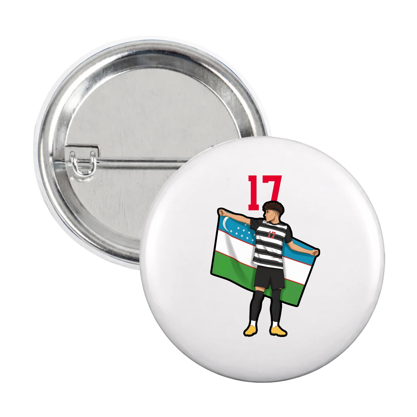 Game Day Button — Number Top in White