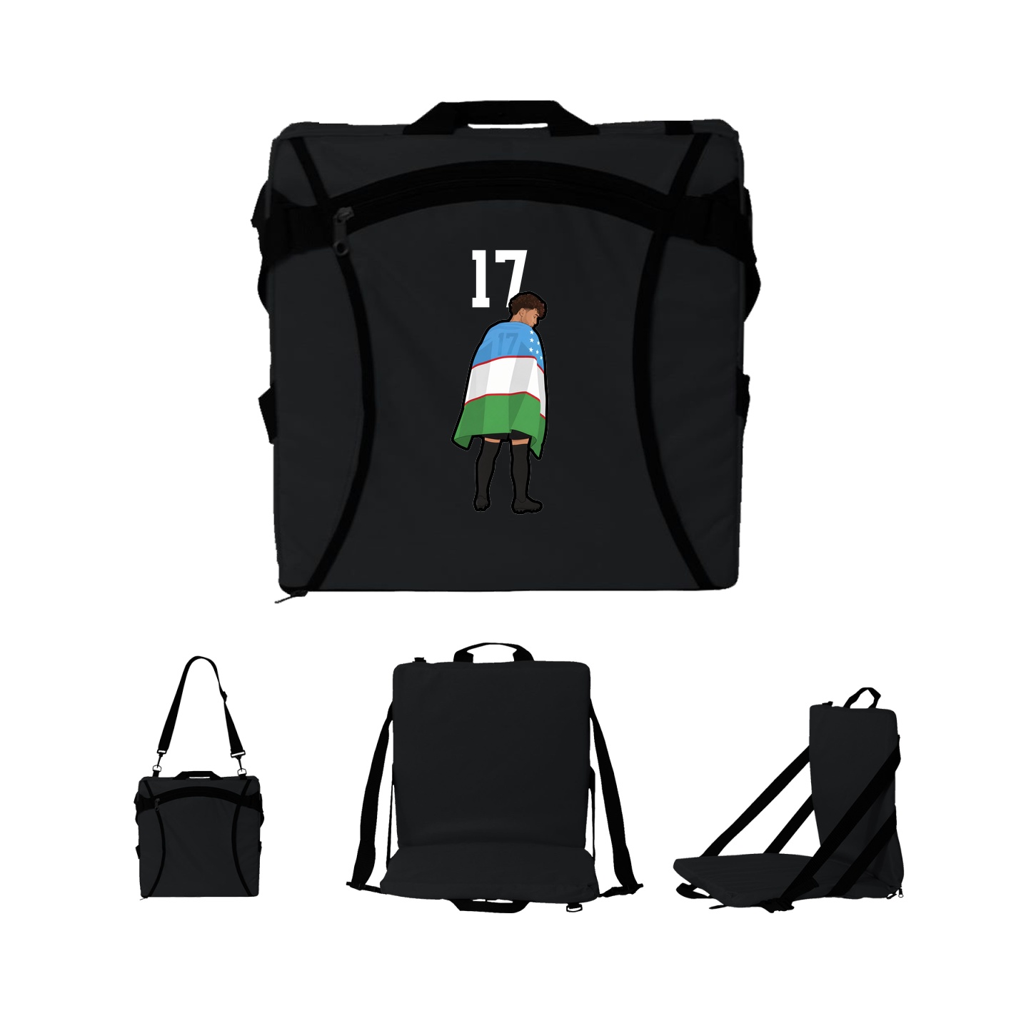 Folding Stadium Seat — Number Top in Black