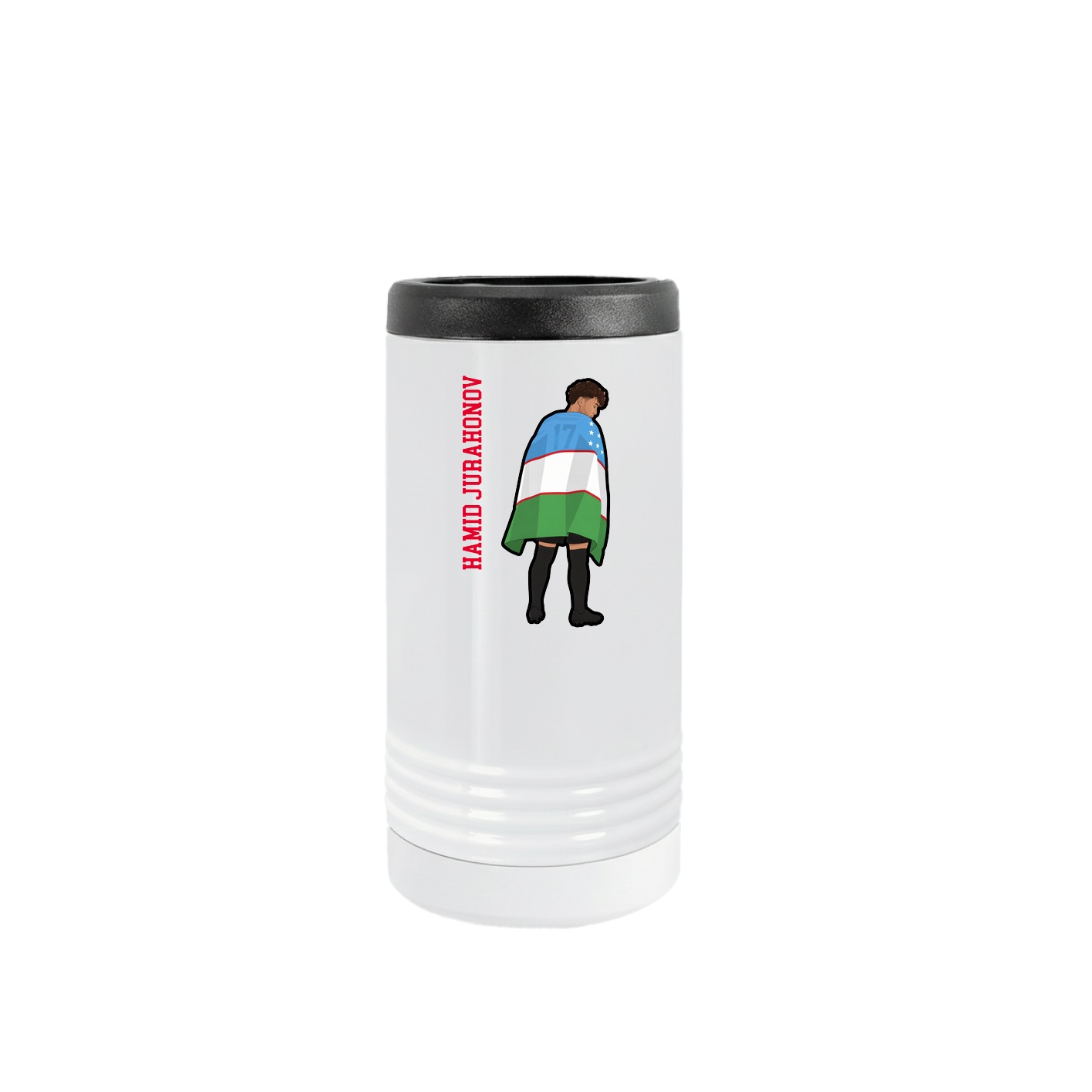 Slim Beverage Holder — Name Vertical in White