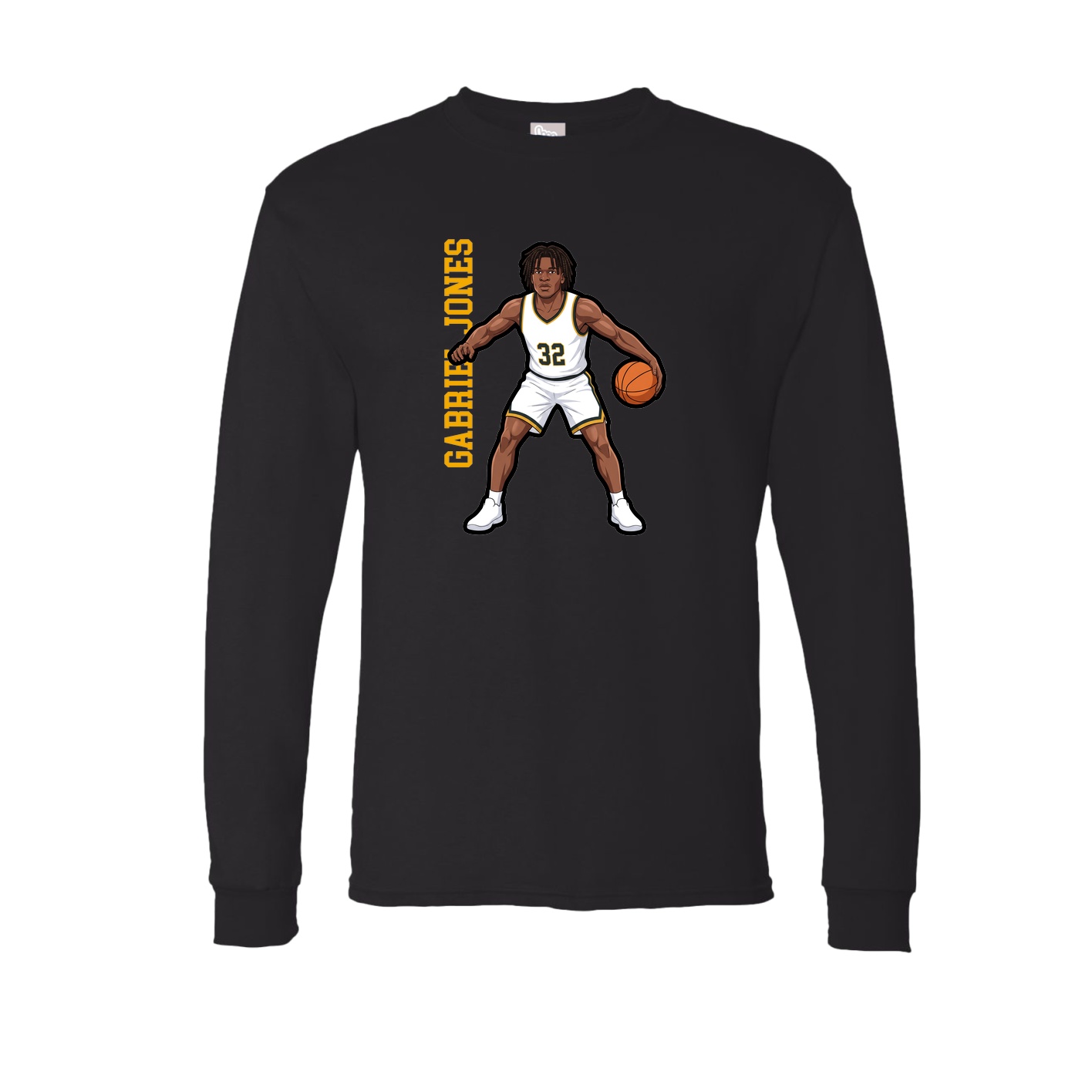Long Sleeve Tee — Name Vertical in Black