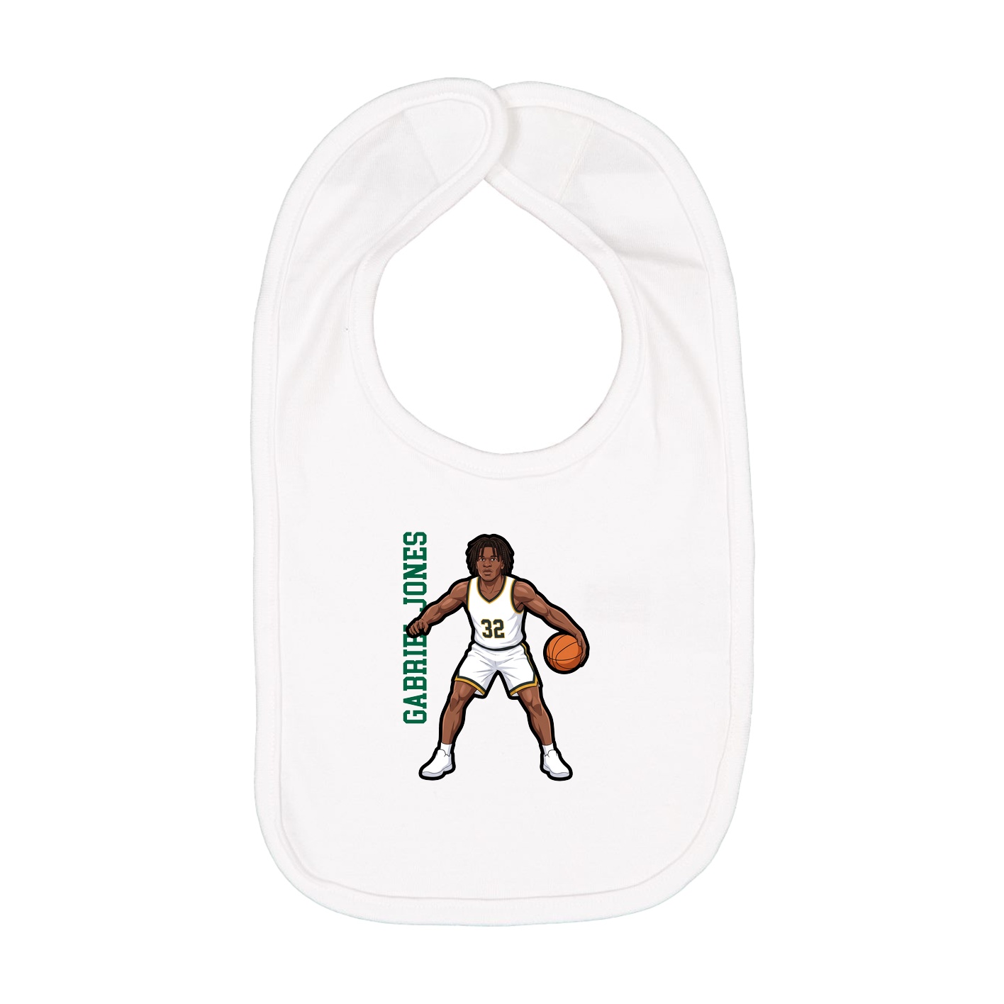 Infant Bib — Name Vertical in White