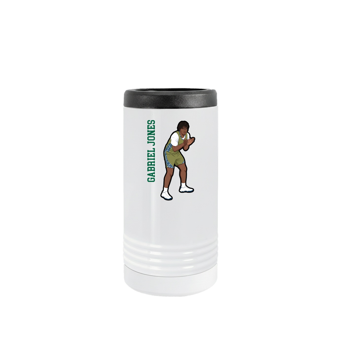 Slim Beverage Holder — Name Vertical in White