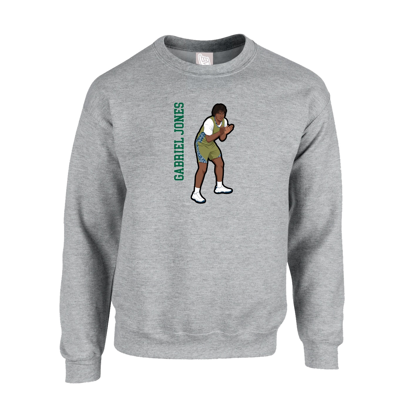 Fleece Crew — Name Vertical in Grey
