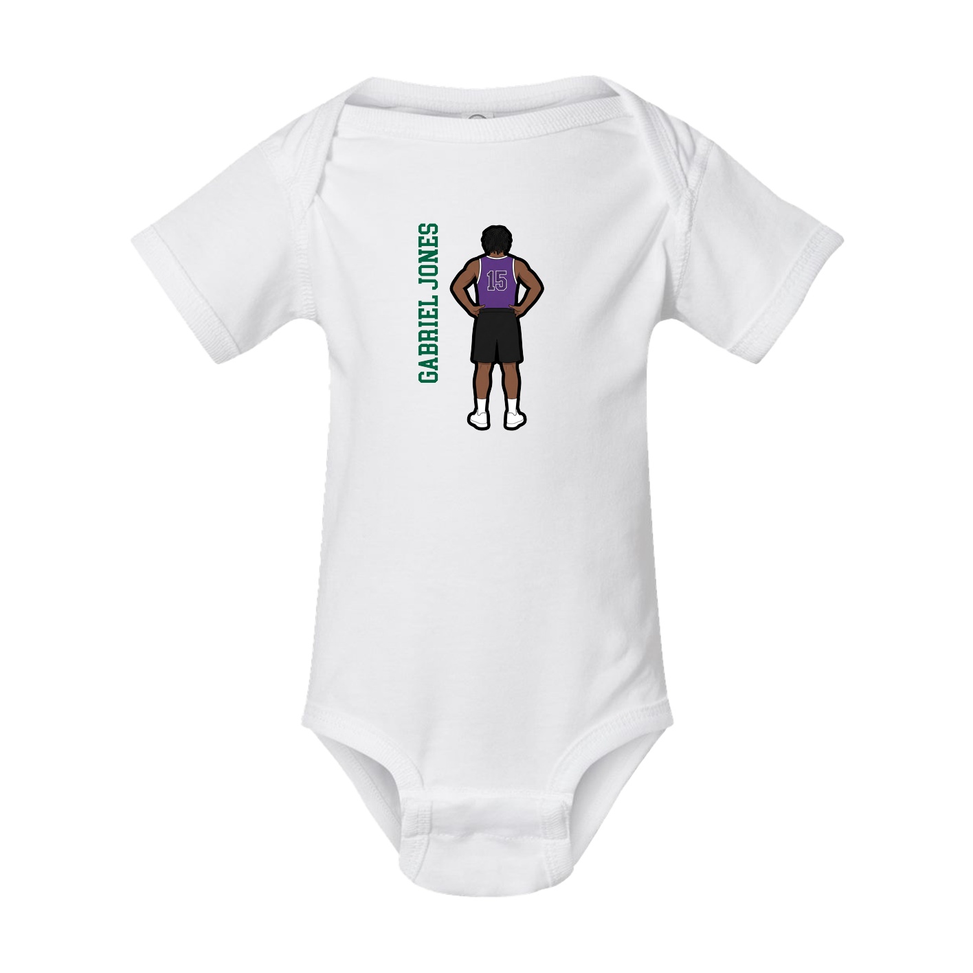 Baby Onesie — Name Vertical in White