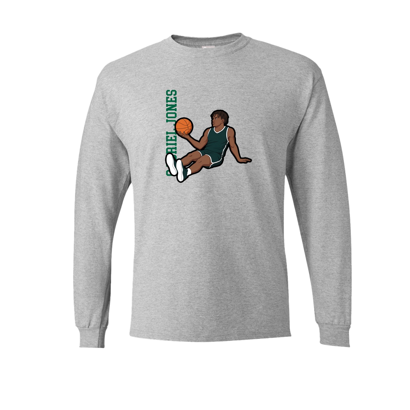 Long Sleeve Tee — Name Vertical in Grey