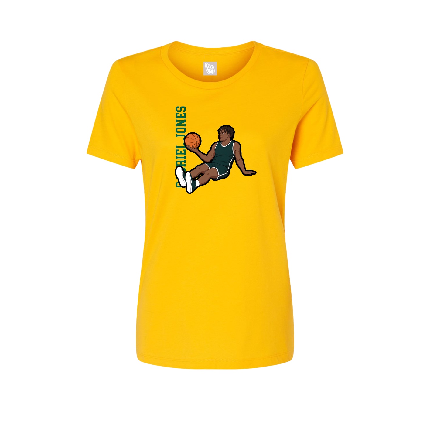 Fitted Women's Tee — Name Vertical in Gold