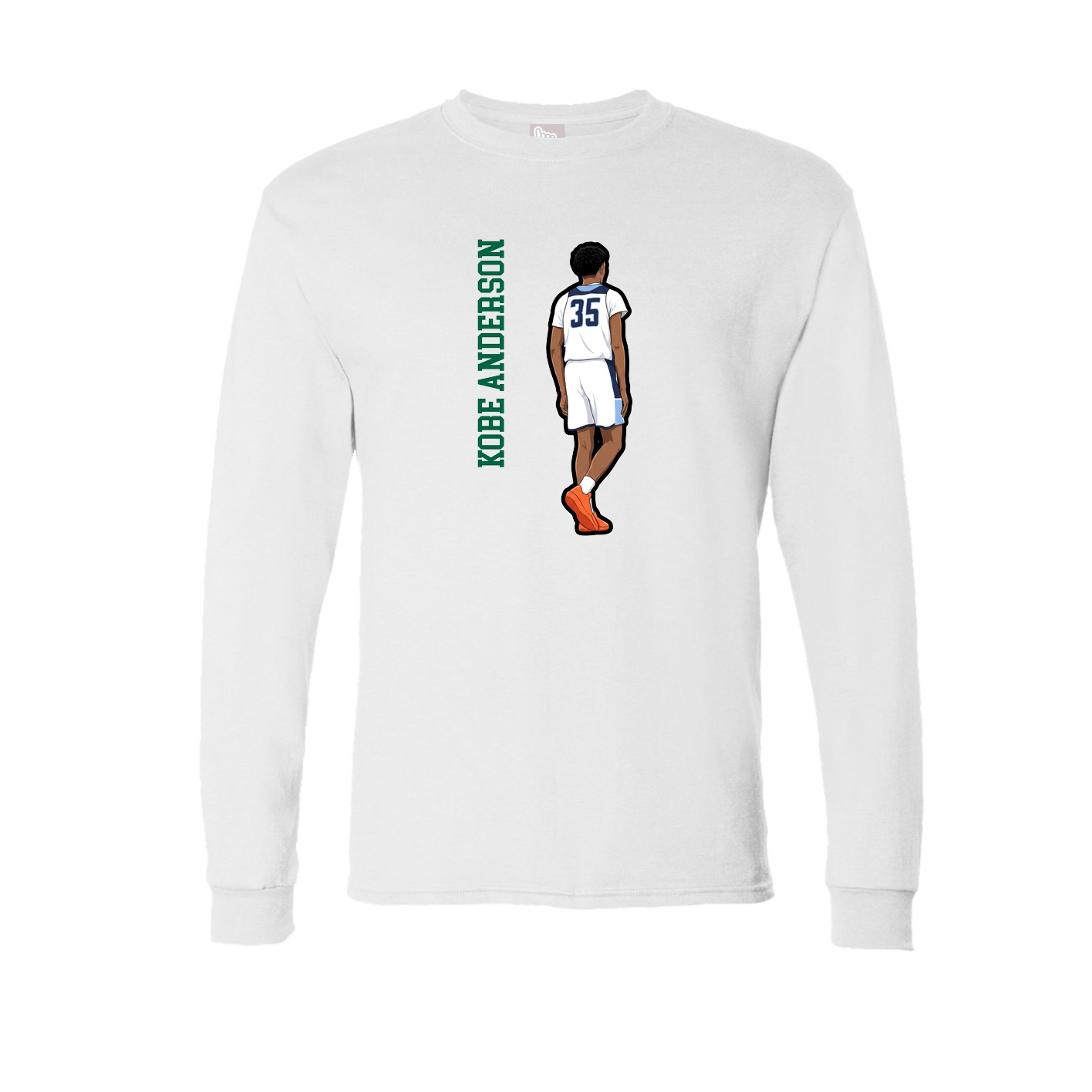 Long Sleeve Tee — Name Vertical in White