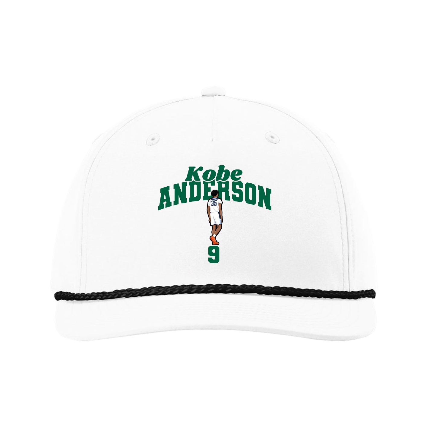Five-Panel Classic Rope Cap — Signature Arch in White