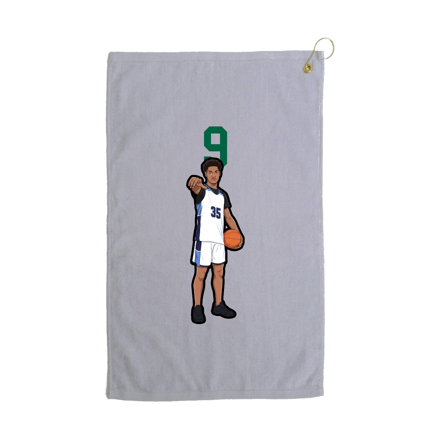 Golf Towel — Number Top in Grey