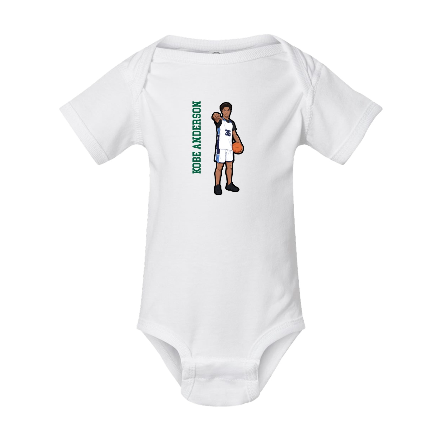 Baby Onesie — Name Vertical in White