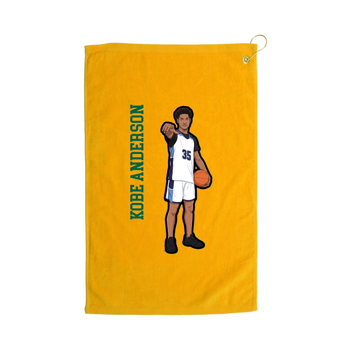 Golf Towel — Name Vertical in Gold