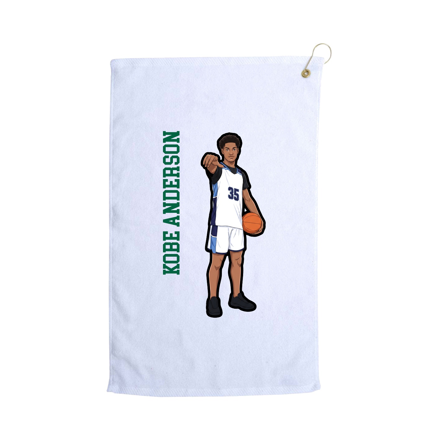 Golf Towel — Name Vertical in White
