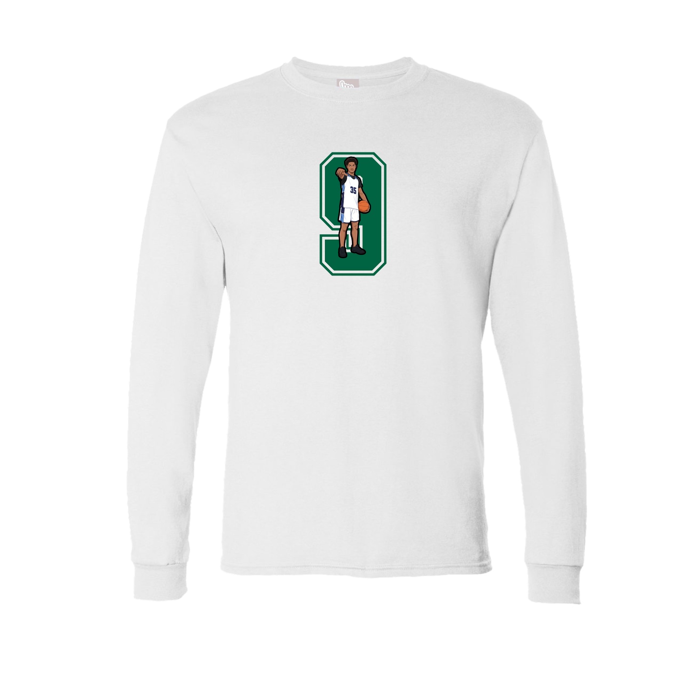 Long Sleeve Tee — Number in White