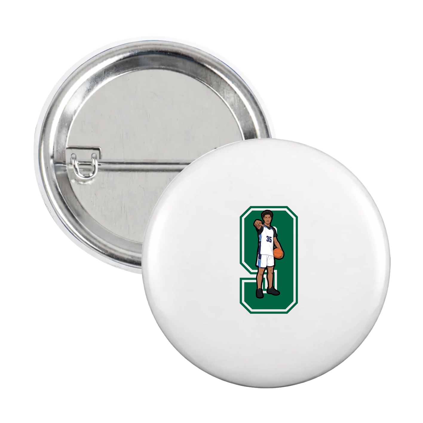 Game Day Button — Number in White