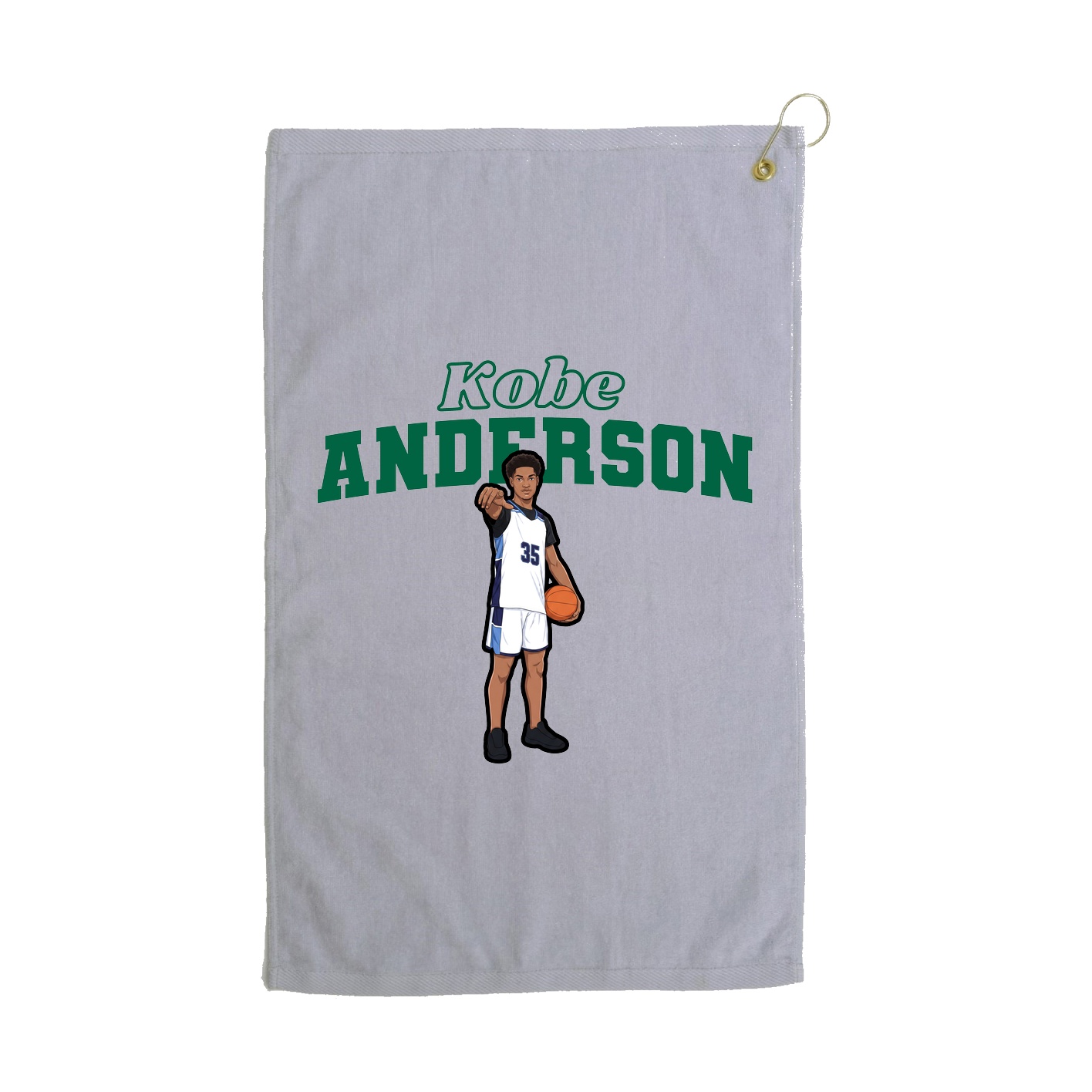 Golf Towel — Name Arch in Grey