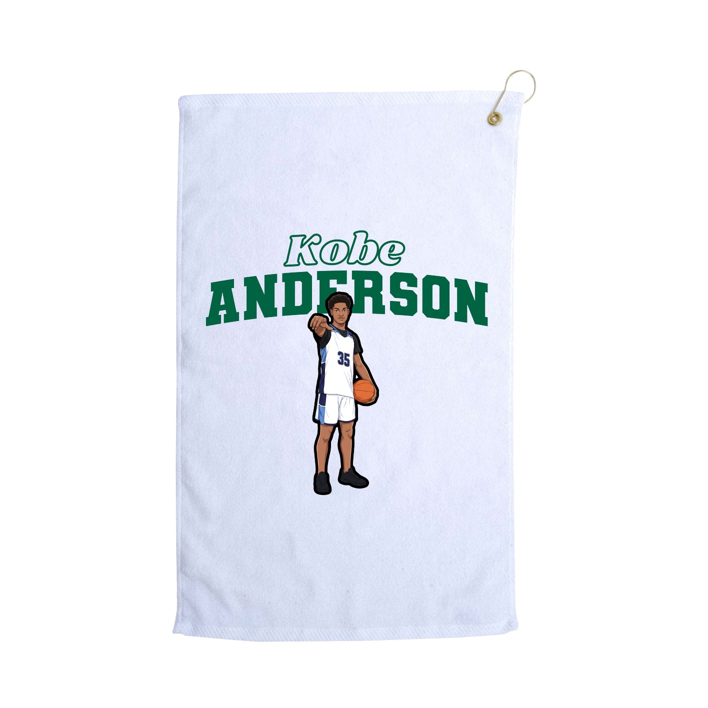 Golf Towel — Name Arch in White