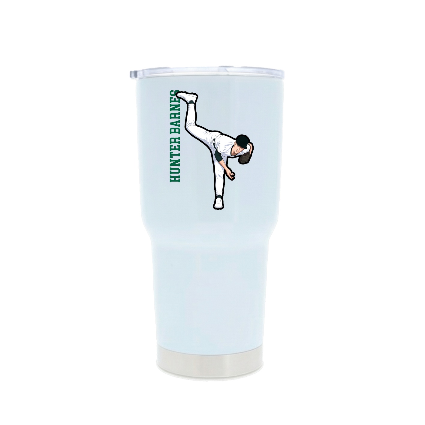 30oz Stainless Steel Tumbler — Name Vertical in White